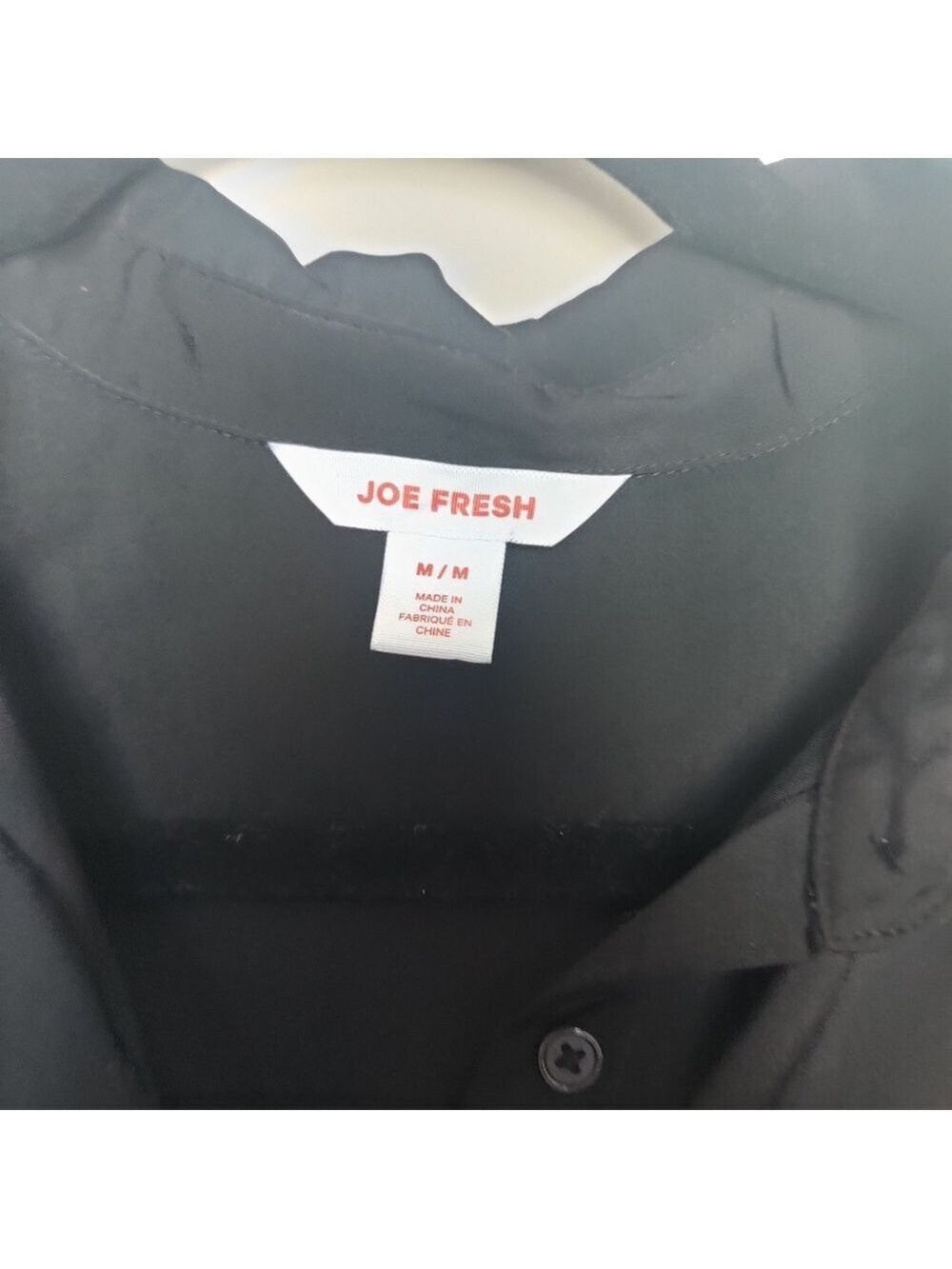*Joe Fresh Black Satin Pajama Top White Piping Button Down Size M - Picture 4 of 7